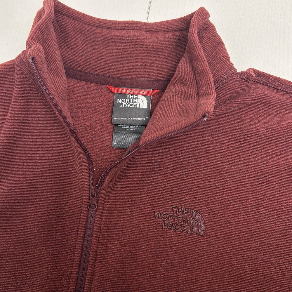 North Face Pullover Mens Medium Maroon Quarter Zip Long Sleeve Hiking Athletic‎